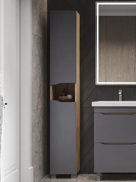 Шкаф-пенал напольный Vigo Wave 348 поставляется в разобранном виде дуб золотой