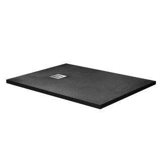 Душевой поддон BelBagno UNO TRAY-MR-UNO-AH-120/80-35-NERO-CR из искусственного мрамора в комплекте с сифоном