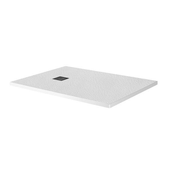 Душевой поддон BelBagno UNO TRAY-MR-UNO-AH-120/80-35-W-CR из искусственного мрамора в комплекте с сифоном