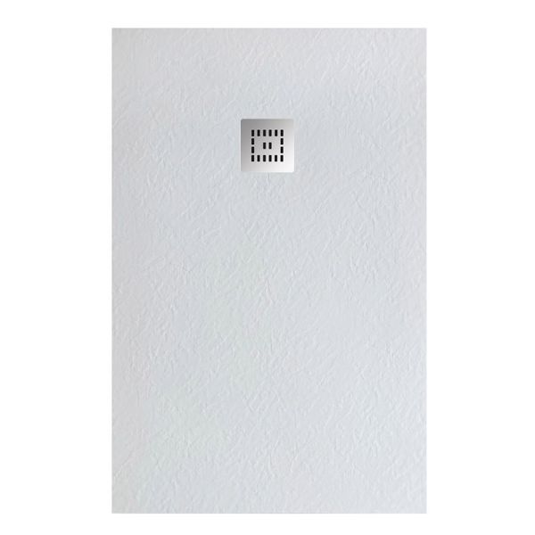 Душевой поддон BelBagno UNO TRAY-MR-UNO-AH-120/80-35-W-CR из искусственного мрамора в комплекте с сифоном