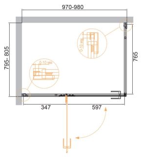 Душевой уголок Cezares Bellagio 100x80см чёрный BELLAGIO-AH-1-100/80-C-NERO