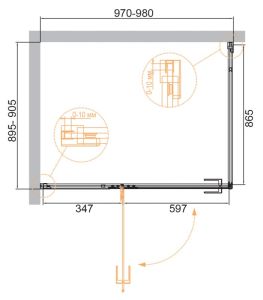 Душевой уголок Cezares Bellagio 100x90см брашированное золото BELLAGIO-AH-1-100/90-C-BORO