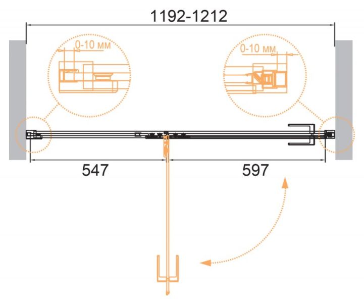 Душевая дверь Cezares Bellagio 120см брашированное золото BELLAGIO-B-12-120-C-BORO