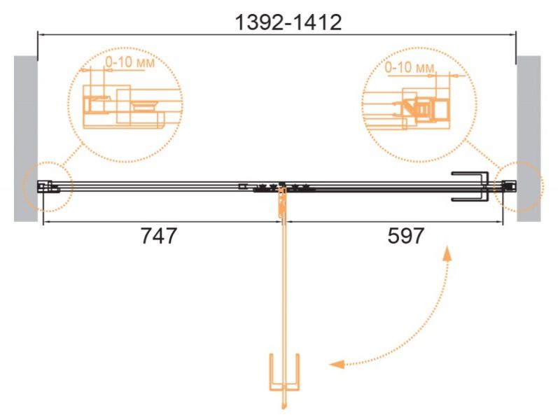 Душевая дверь Cezares Bellagio 140см чёрный BELLAGIO-B-12-140-C-NERO