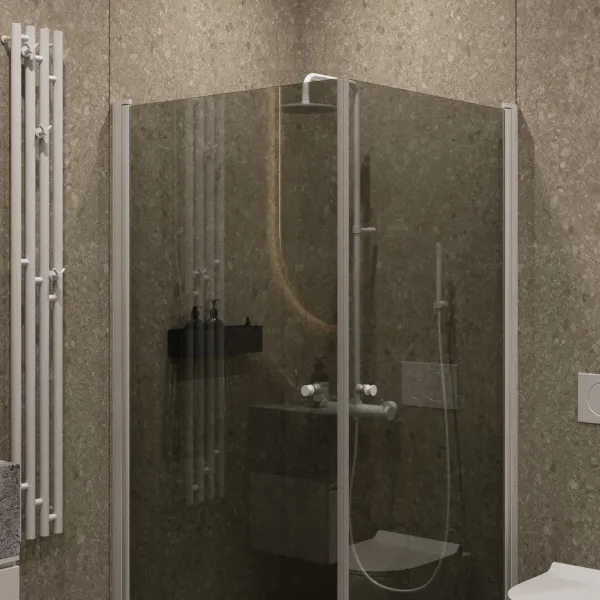 Душевой уголок на монопетле by Deonria U-90-89-6-G-W1 90x89см белый/графит