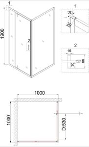 Душевой уголок Niagara NG-0200-08 BLACK 100x100см чёрный/прозрачное