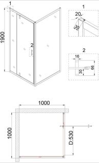 Душевой уголок Niagara NG-0200-08 BLACK 100x100см чёрный/прозрачное