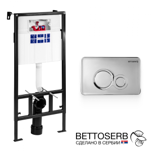 Инсталляция для унитаза Bettoserb Sava Fix Slim SET40006464 клавиша смыва Twin хром глянец