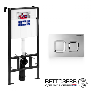 Инсталляция для унитаза Bettoserb Sava Fix Slim SET40006473 клавиша смыва Smart хром глянец