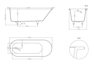 Ванна из искусственного камня Salini Ornella S-Sense 102314MRF 170x80см RAL полностью Ванна из искусственного камня Salini Ornella S-Sense 102314MRF 170x80см RAL полностью