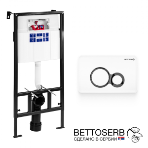 Инсталляция для унитаза Bettoserb Sava Fix Slim SET40006458 клавиша смыва Duo белый глянец/хром глянец