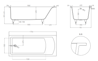 Ванна из искусственного камня Salini Cascata Kit S-Sense 104313MRF 170x75см RAL полностью Ванна из искусственного камня Salini Cascata Kit S-Sense 104313MRF 170x75см RAL полностью