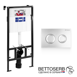 Инсталляция для унитаза Bettoserb Sava Fix Slim SET40006468 клавиша смыва Cool хром матовый