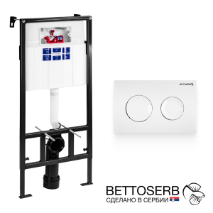 Инсталляция для унитаза Bettoserb Sava Fix Slim SET40006466 клавиша смыва Cool белый глянец