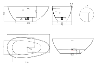 Ванна из искусственного камня Salini Paola S-Sense 101511G 160x77см белый глянцевый Ванна из искусственного камня Salini Paola S-Sense 101511G 160x77см белый глянцевый