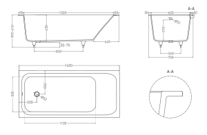 Ванна из искусственного камня Salini Orlanda S-Stone 102025MRF 160x70см RAL полностью