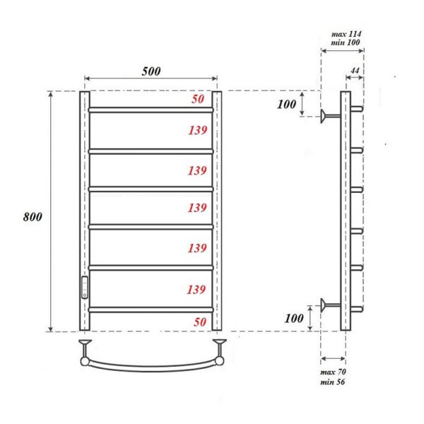 Полотенцесушитель электрический Point Афина PN04758W 50x80 см белый