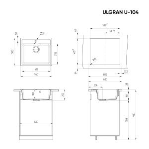 Кухонная мойка Ulgran Classic U-104-344 ультра-чёрный