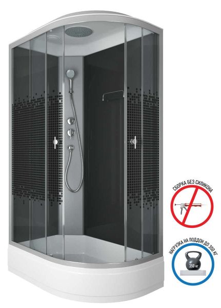 Душевая кабина Niagara NG-3524-14L BLACK 120x80см серебро/тонированное с узором