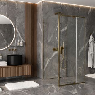 Душевой уголок WasserKRAFT Aisch 55P42 100x100 см профиль золото матовое стекло прозрачное