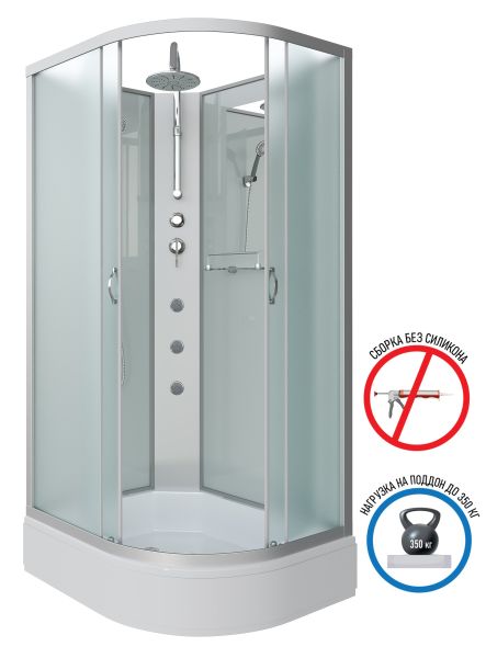 Душевая кабина Niagara NG-33984-14LBKTG с гидромассажем 90x80см серебро/матовое