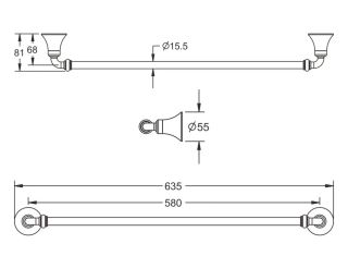 Полотенцедержатель Rose RG1217 64см хром Полотенцедержатель Rose RG1217 64см хром