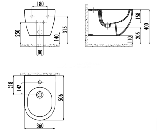 Подвесное биде Creavit Free FE510-00CB00E-0000 белый