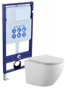 Комплект SET AQUATEK ЕВРОПА: рама Aquatek Standard INS-0000012 унитаз Европа AQ1901-00 с тонким сиденьем soft-close
