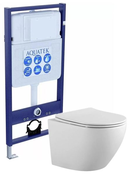 Комплект SET AQUATEK ЕВРОПА: рама Aquatek Standard INS-0000012 унитаз Европа AQ1901-00 с тонким сиденьем soft-close