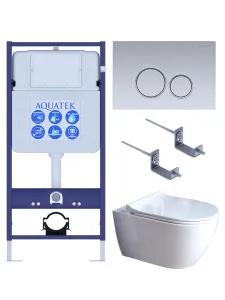 Комплект SET AQUATEK ПОЛАРИС-01-019 4в1 унитаз с инсталляцией кнопкой и сиденьем микролифт
