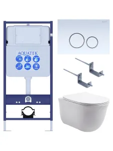 Комплект SET AQUATEK КЛАССИК-015 4в1 унитаз с инсталляцией кнопкой и сиденьем микролифт