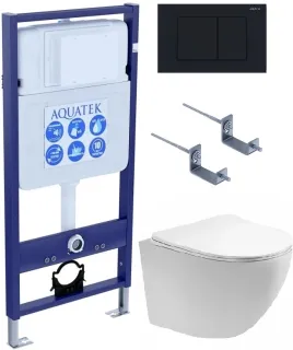 Комплект SET AQUATEK ЕВРОПА T KDI12 унитаз с инсталляцией кнопкой и сиденьем