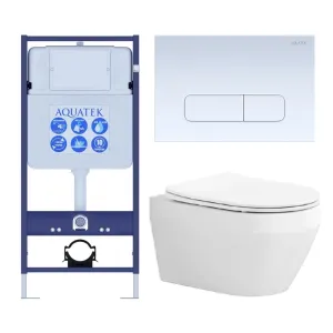Комплект SET AQUATEK ЛЕЯ cm-013 4в1 унитаз с инсталляцией кнопкой и сиденьем микролифт