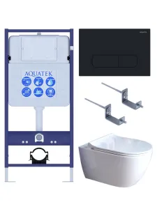 Комплект SET AQUATEK ПОЛАРИС-01-017 4в1 унитаз с инсталляцией кнопкой и сиденьем микролифт