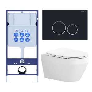 Комплект SET AQUATEK ЛЕЯ cm-020 4в1 унитаз с инсталляцией кнопкой и сиденьем микролифт