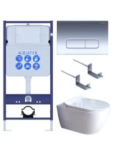 Комплект SET AQUATEK ПОЛАРИС-01-016 4в1 унитаз с инсталляцией кнопкой и сиденьем микролифт
