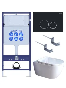 Комплект SET AQUATEK ПОЛАРИС-01-020 4в1 унитаз с инсталляцией кнопкой и сиденьем микролифт