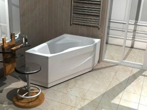 Акриловая ванна Aquatek Медея MED180-0000038 170х95 см правая с фронтальным экраном вклеенный цельносварной металлический каркас