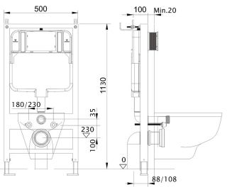 Комплект SET AQUATEK ЕВРОПА: рама Aquatek Standard INS-0000012 унитаз Европа AQ1901-00 с тонким сиденьем soft-close