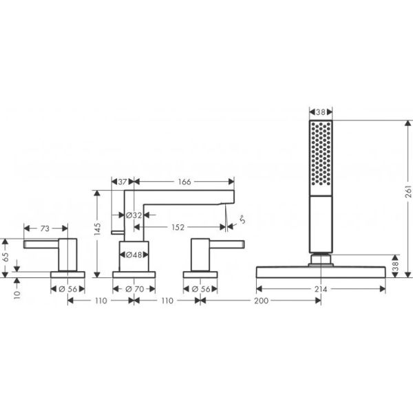 Смеситель Hansgrohe Finoris 76444000 на борт ванны
