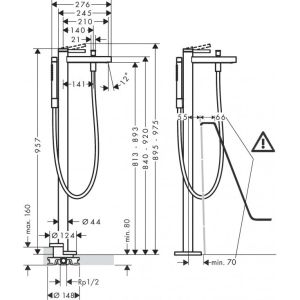 Смеситель для ванны Hansgrohe Finoris 76445000 напольный