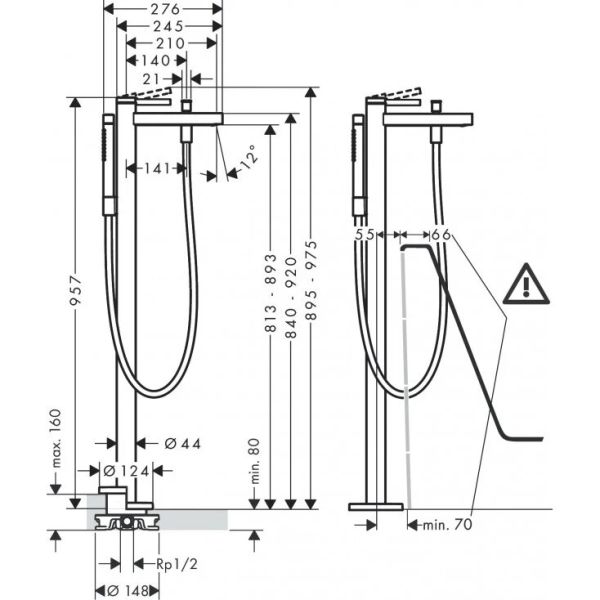 Смеситель для ванны Hansgrohe Finoris 76445000 напольный