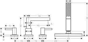 Смеситель Hansgrohe Finoris 76444670 на борт ванны