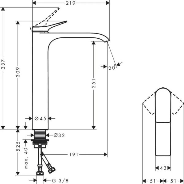 Смеситель Hansgrohe Vivenis 75042700 для раковины
