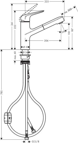 Смеситель Hansgrohe Focus M42 71814800 для кухни сталь
