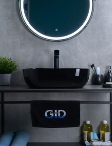 Раковина Gid BL1302 53347 накладная черная глянцевая 50x40x14