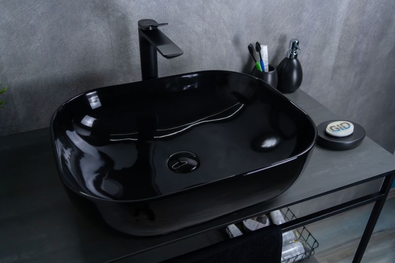Раковина Gid BL1302 53347 накладная черная глянцевая 50x40x14