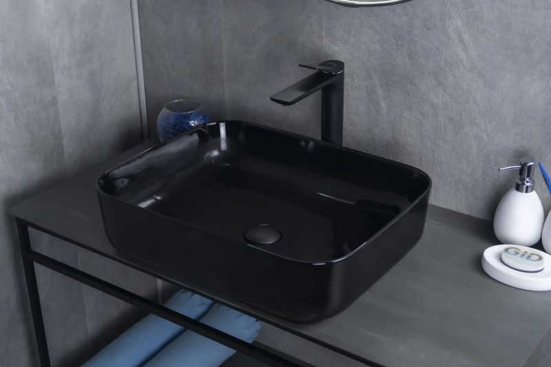 Раковина Gid BL1304 53351 накладная черная глянцевая 50x39x13