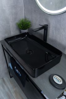 Раковина Gid BL9396 53346 накладная черная глянцевая 60x34x11 Раковина Gid BL9396 53346 накладная черная глянцевая 60x34x11