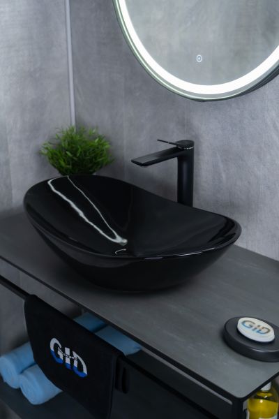 Раковина Gid BL9811 53349 накладная черная глянцевая 61x37x15
